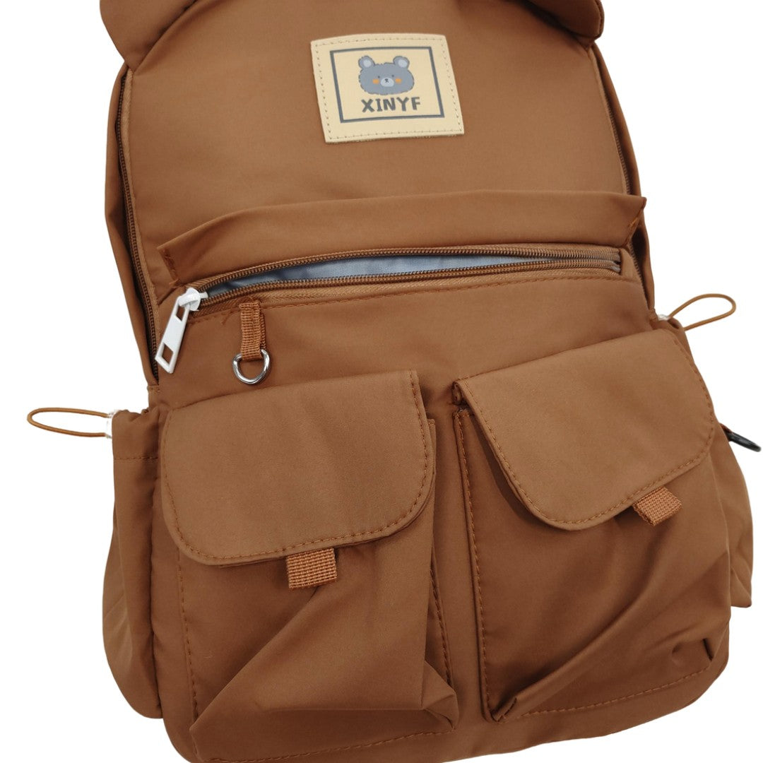 Clearance Brown Bear Ears Backpack with Multi-Pockets Cute School & Travel Bag